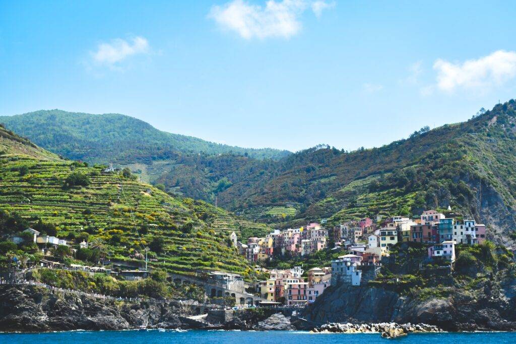 A view of Cinque Terre from the water